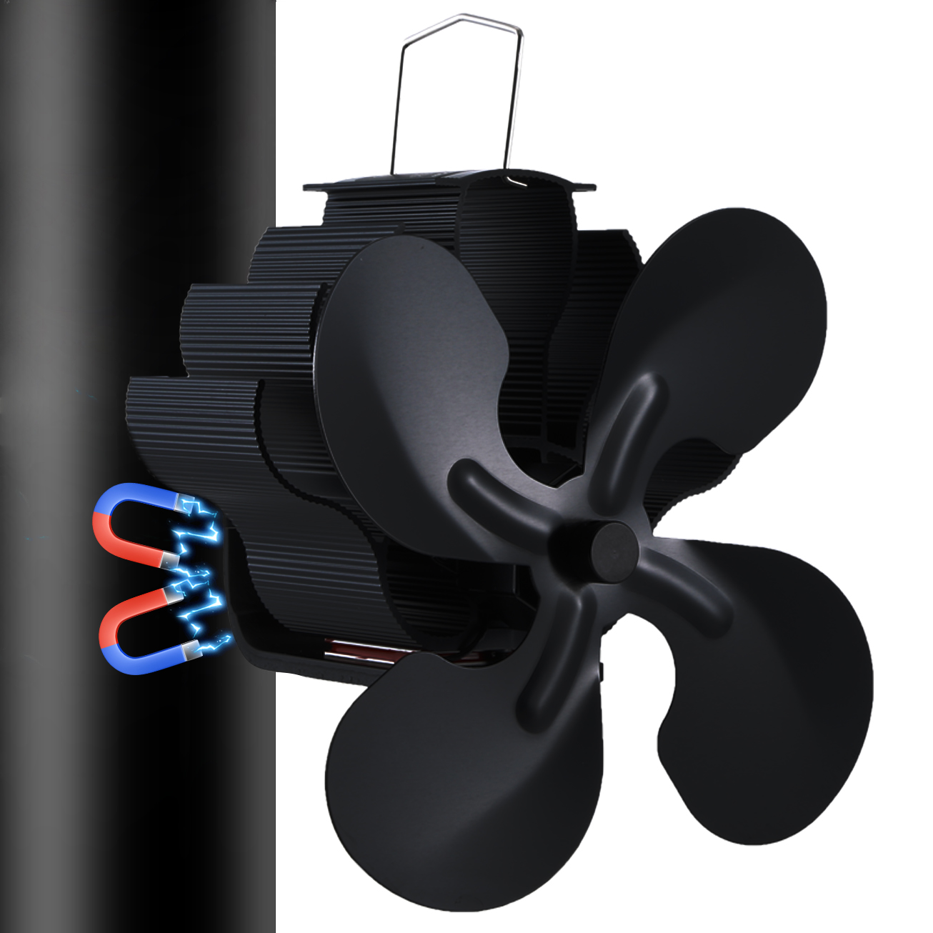 Stove Fan Heat Powered 4 Blade - Magnetische houtkachelventilator 4-bladige kachelventilator Houtgestookte warmte-aangedreven