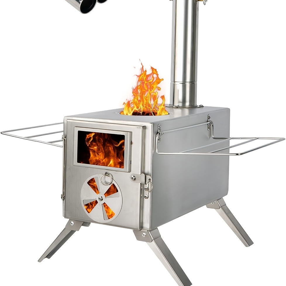 Hot Tent Wood Stove With Chimney Pipe - Campinghoutkachel van roestvrij staal, draagbare houtkachel