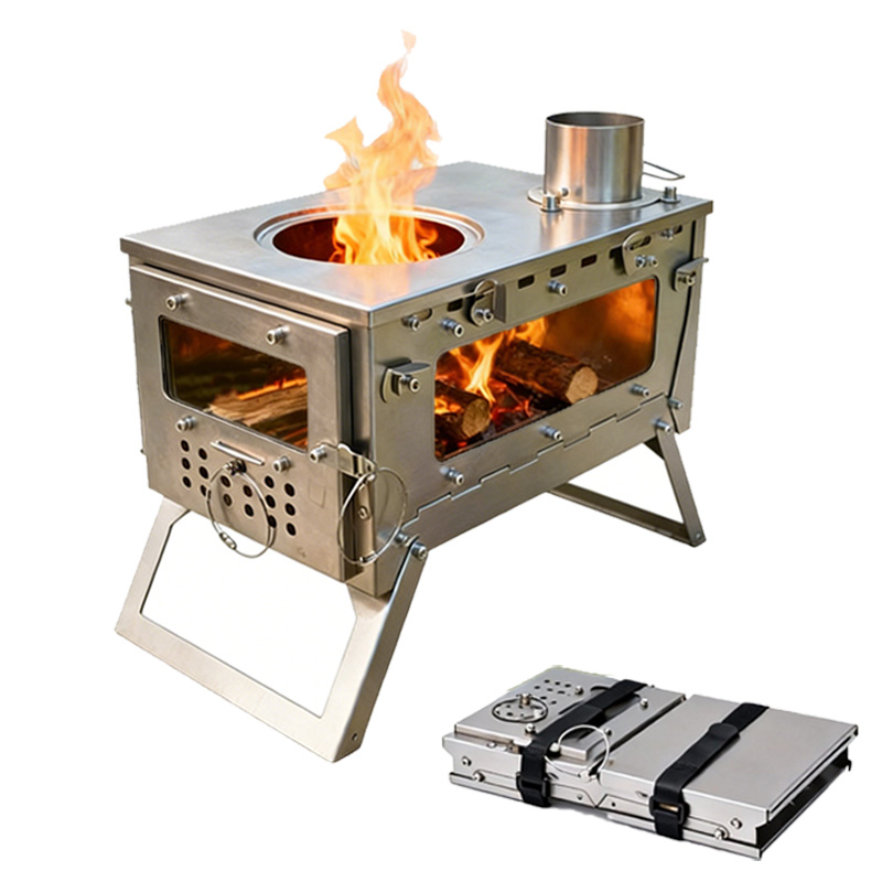 Hot Tent Wood Stove With Chimney Pipe - DANCHEL S2 Pro Camping Hot Tent