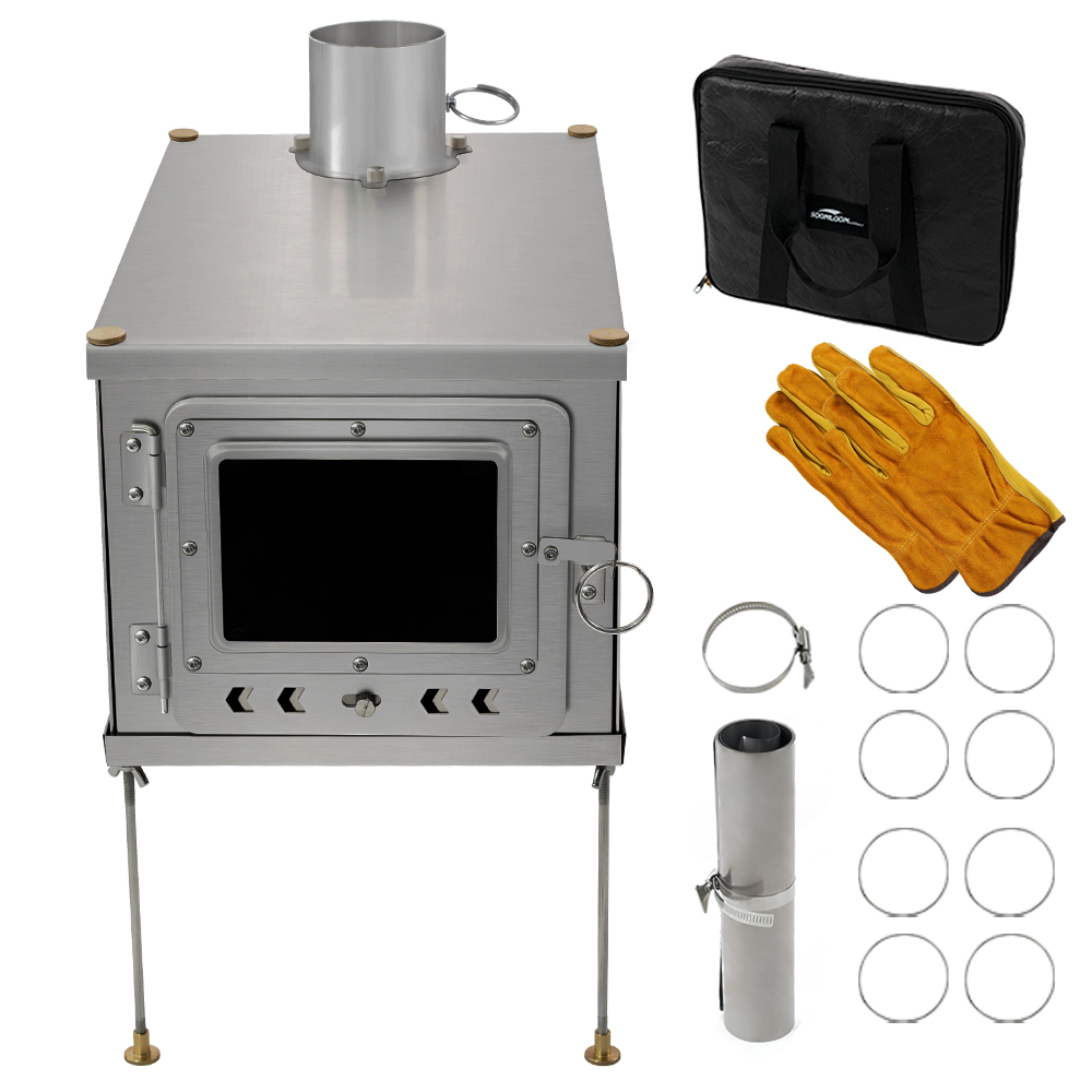 Titanium Folding Wood Stove Tent - Vouwbare titanium houtkachel, lichtgewicht, compact, duurzaam,