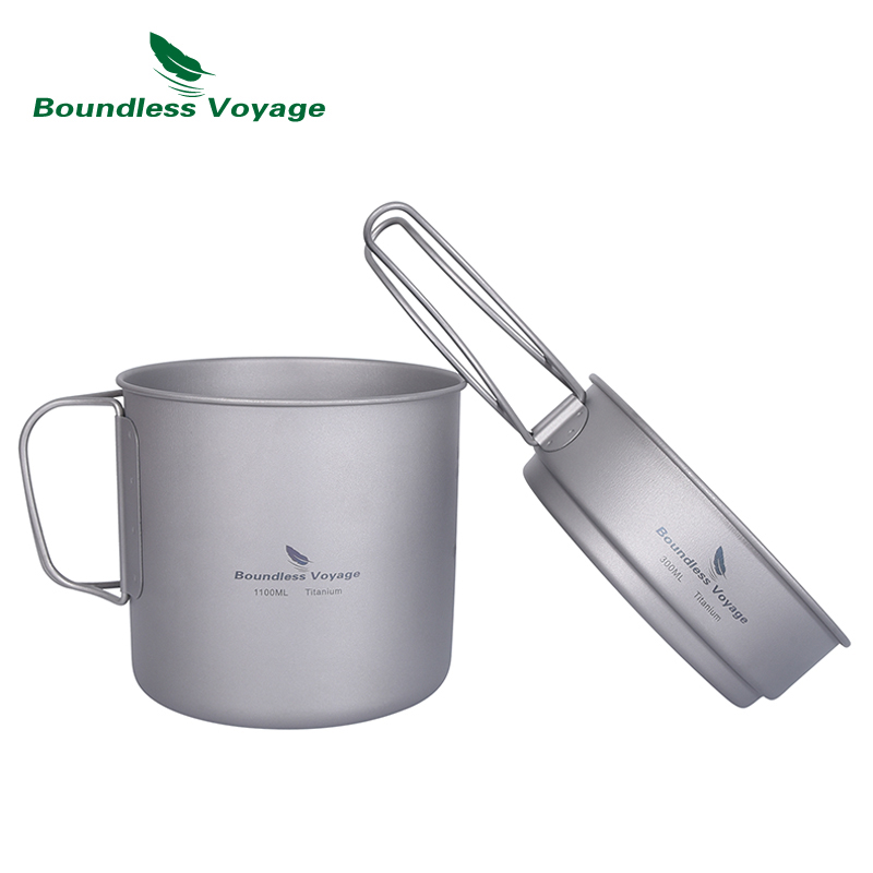 Titanium Cooking Pot Pan Mess Kit - Boundless Voyage Camping Kookset Titanium Pan,