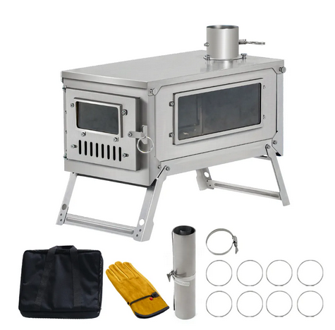 Ultralight Titanium Wood Stove Backpack - Ultralichte titanium houtkachel voor kamperen, tentkachel