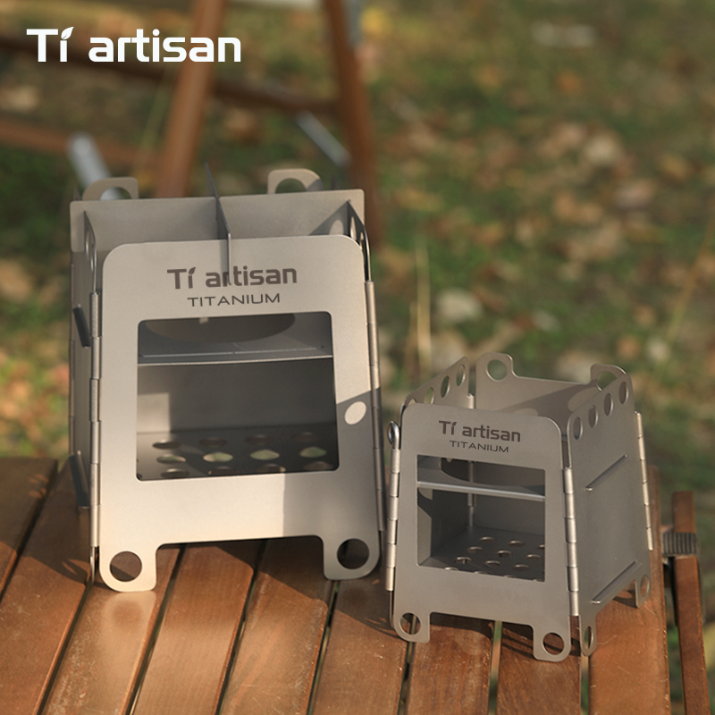 Ultralight Titanium Wood Stove Backpack - Tiartisan Titanium Multi-fuel Campingkachel Ultralichte Opvouwbare
