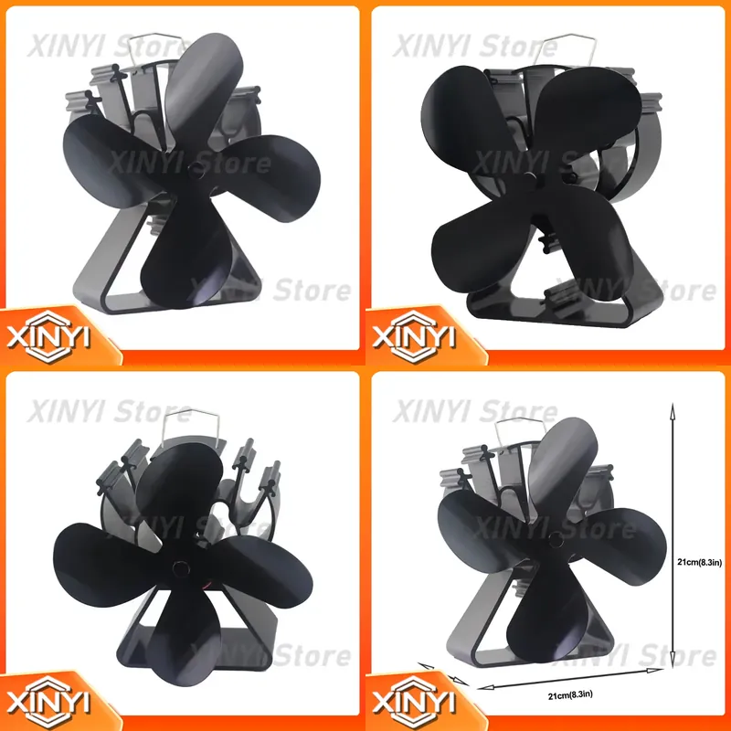 Stove Fan Heat Powered 4 Blade - 4-blads milieuvriendelijke stille haardventilator voor thuisverwarming,