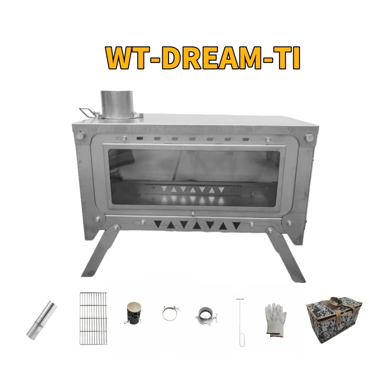 Titanium Folding Wood Stove Tent - WT-Dream-Ti Titanium oven Plug-in opvouwbare titaniumlegering