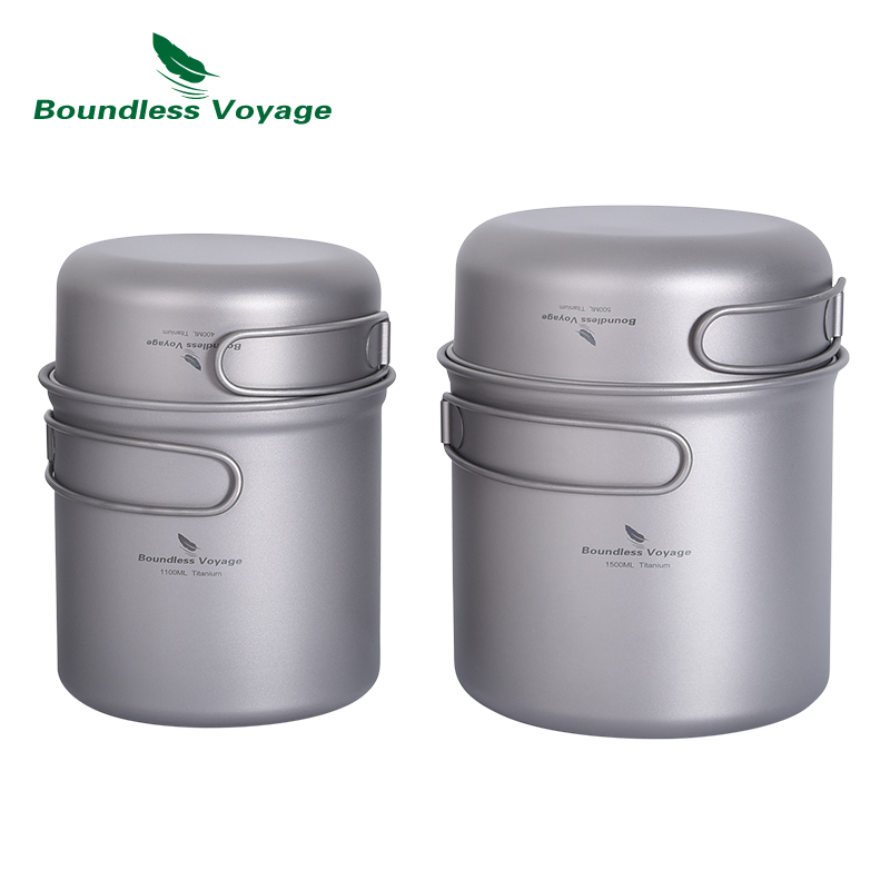 Titanium Cooking Pot Pan Mess Kit - Grenzeloze Voyage Camping Titanium Pot Pan
