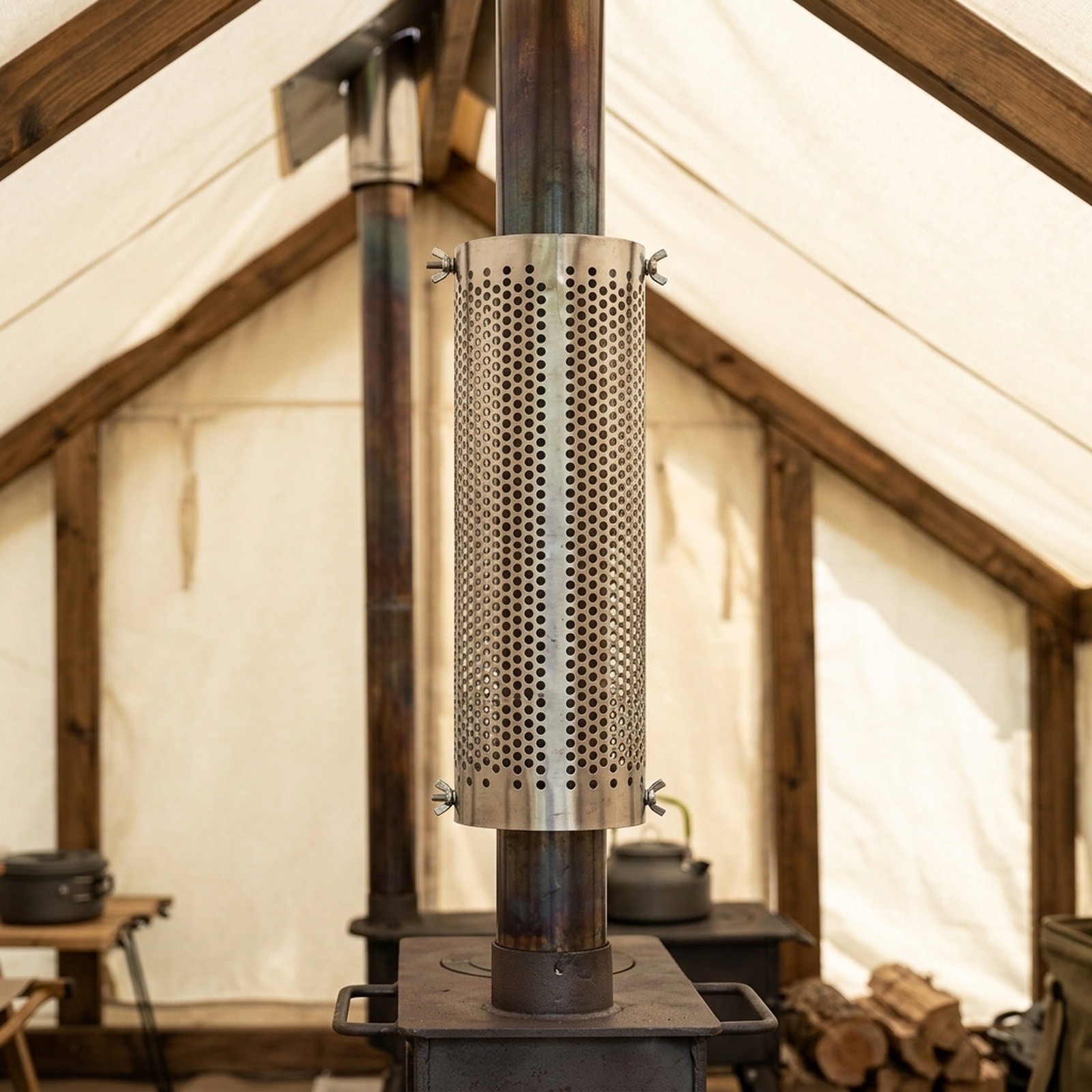 Hot Tent Wood Stove With Chimney Pipe - Roestvrijstalen tentkachelpijp voor kampeertochten, 10 cm