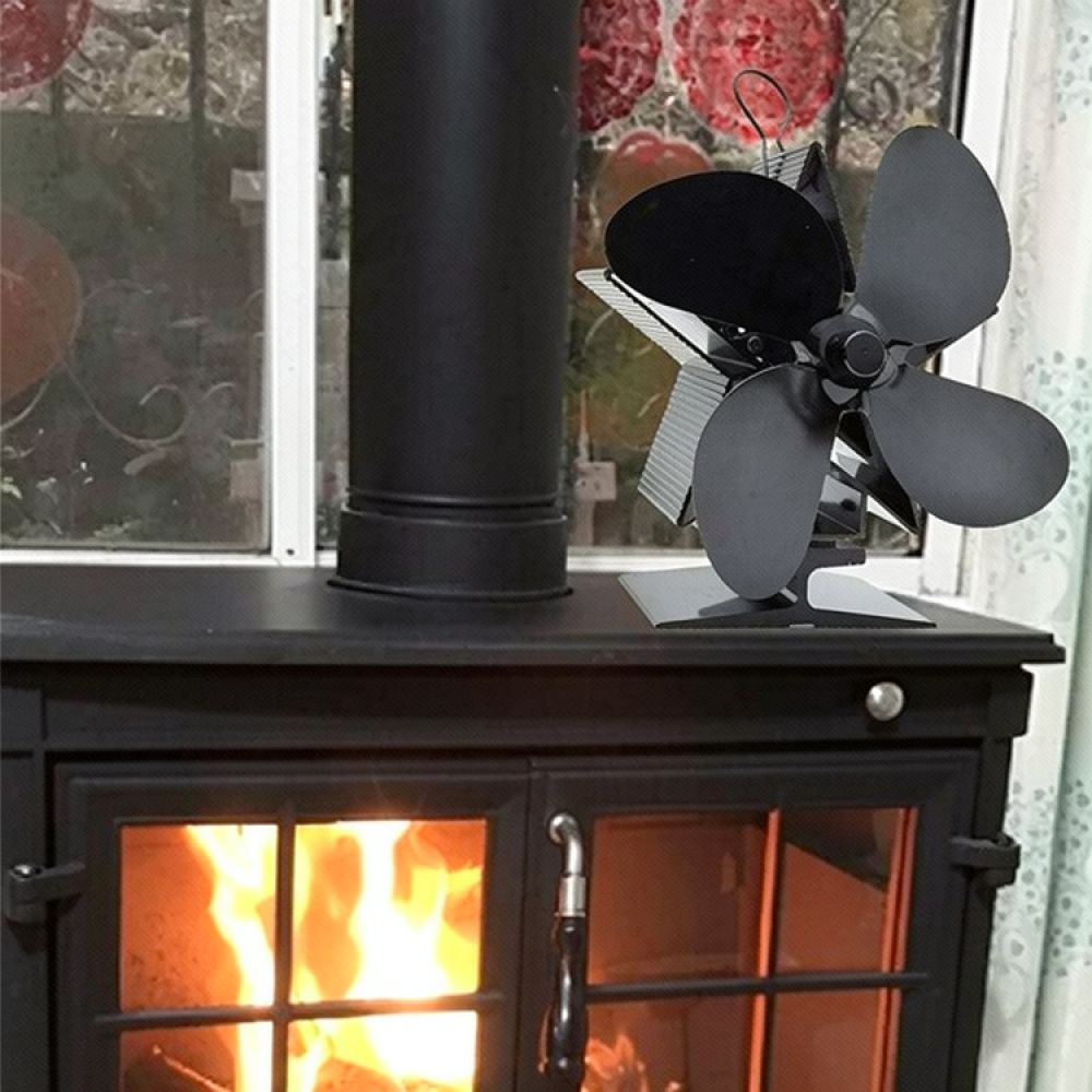 Stove Fan Heat Powered 4 Blade - Stille, warmte-aangedreven kachelventilator met vier metalen
